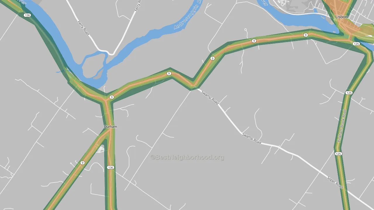 Webster Corner, ME Map of Noise Levels in Webster Corner