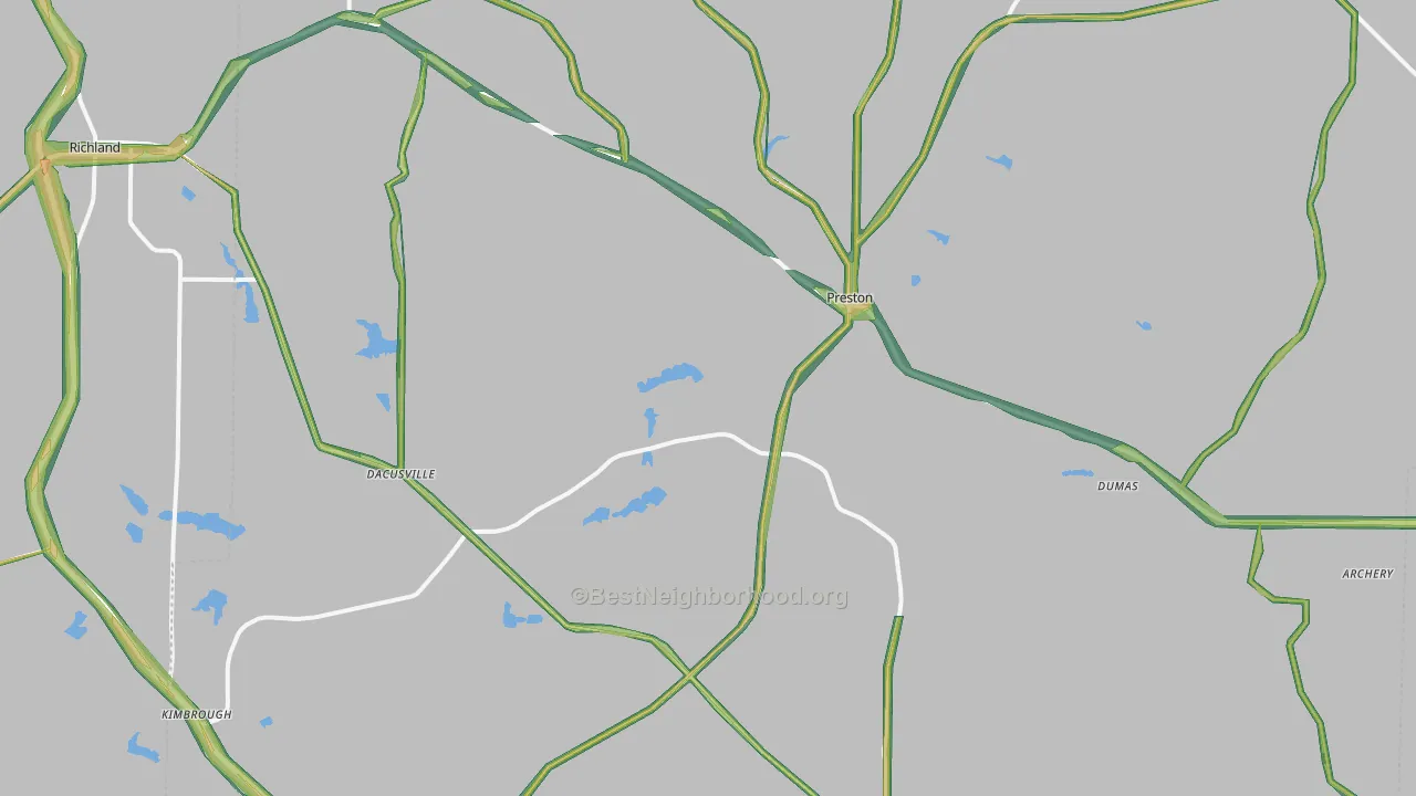 Webster County, GA Map of Noise Levels in Webster County