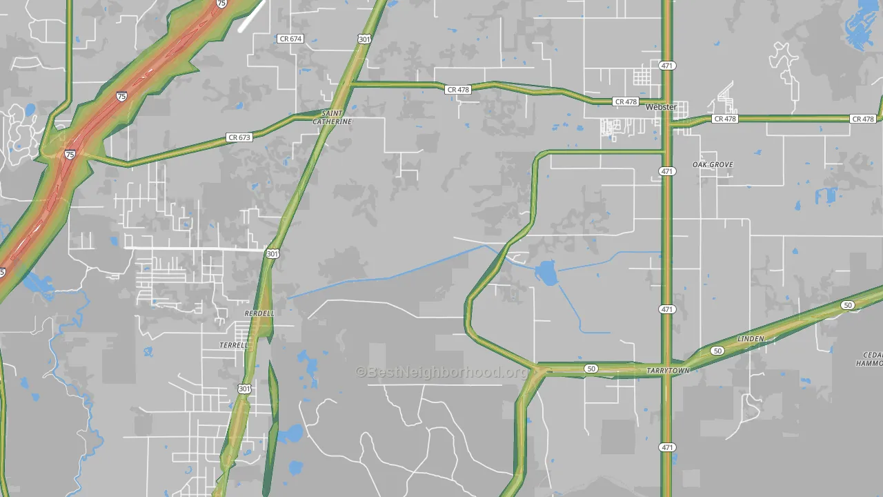 Webster, FL Map of Noise Levels in Webster