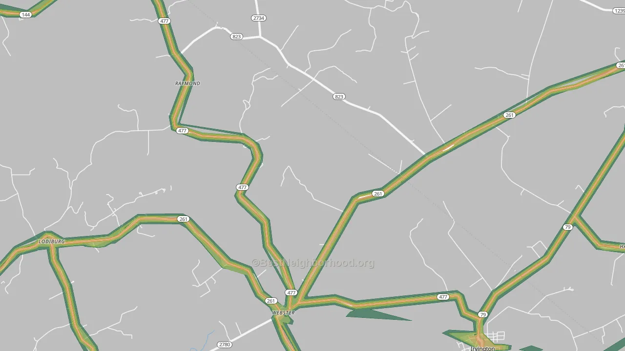 Webster, KY Map of Noise Levels in Webster