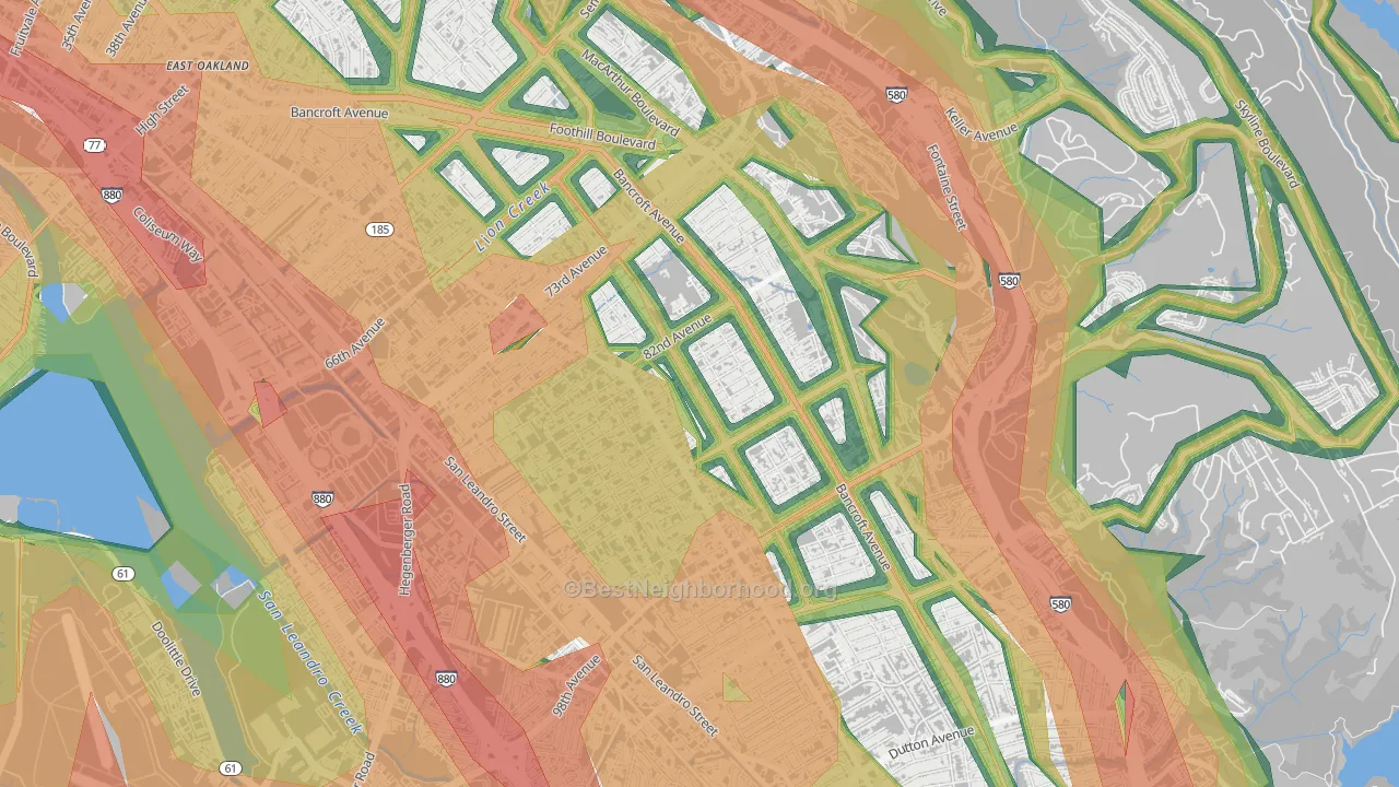 Webster, Oakland, CA Map of Noise Levels in Webster