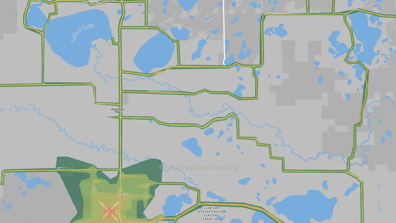 Webster, WI Map of Noise Levels in Webster