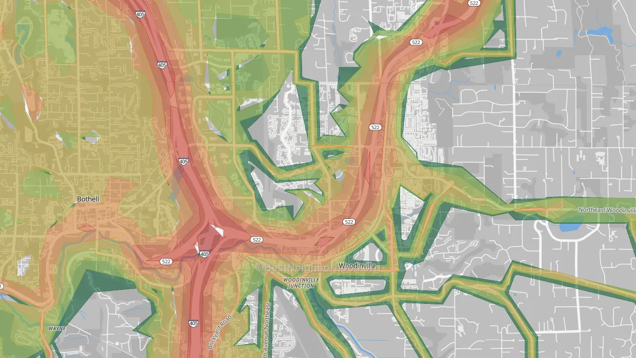 Wedge, Woodinville, WA Map of Noise Levels in Wedge