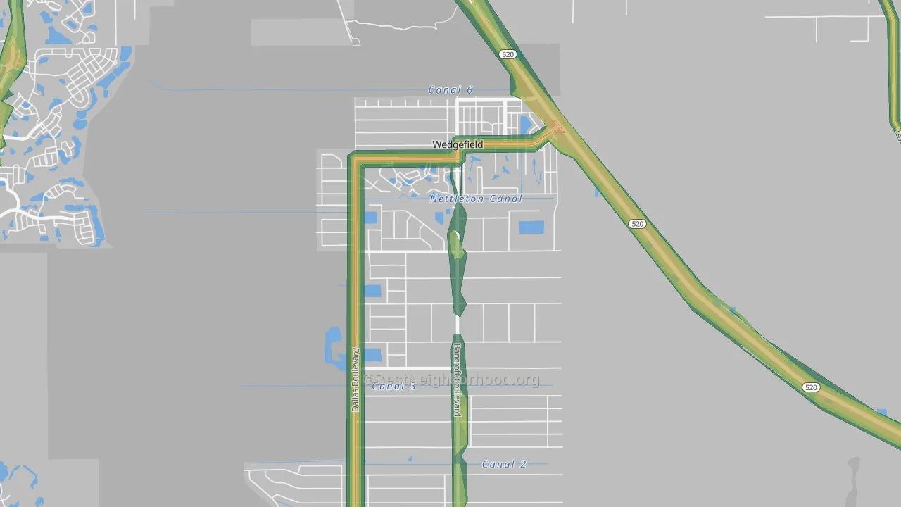 Wedgefield, FL Map of Noise Levels in Wedgefield