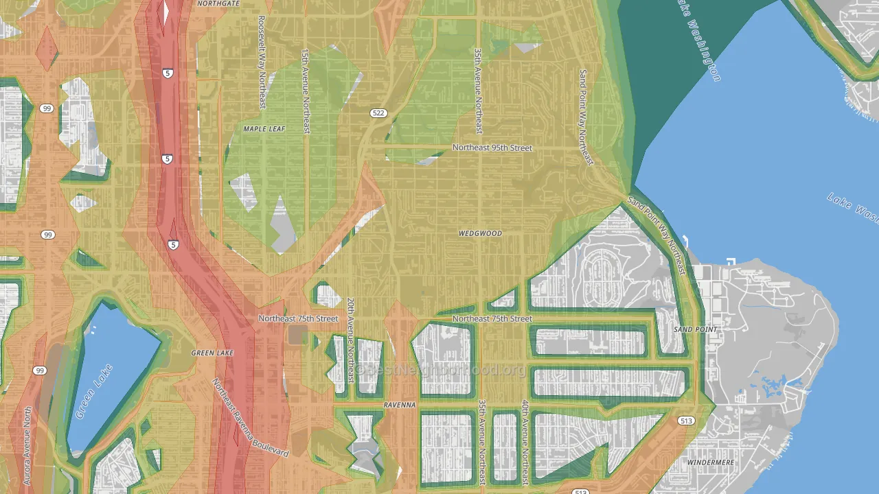 Wedgwood, Seattle, WA Map of Noise Levels in Wedgwood