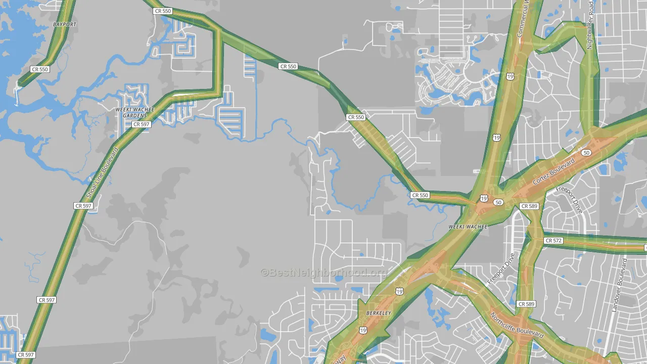 Weeki Wachee, FL Map of Noise Levels in Weeki Wachee
