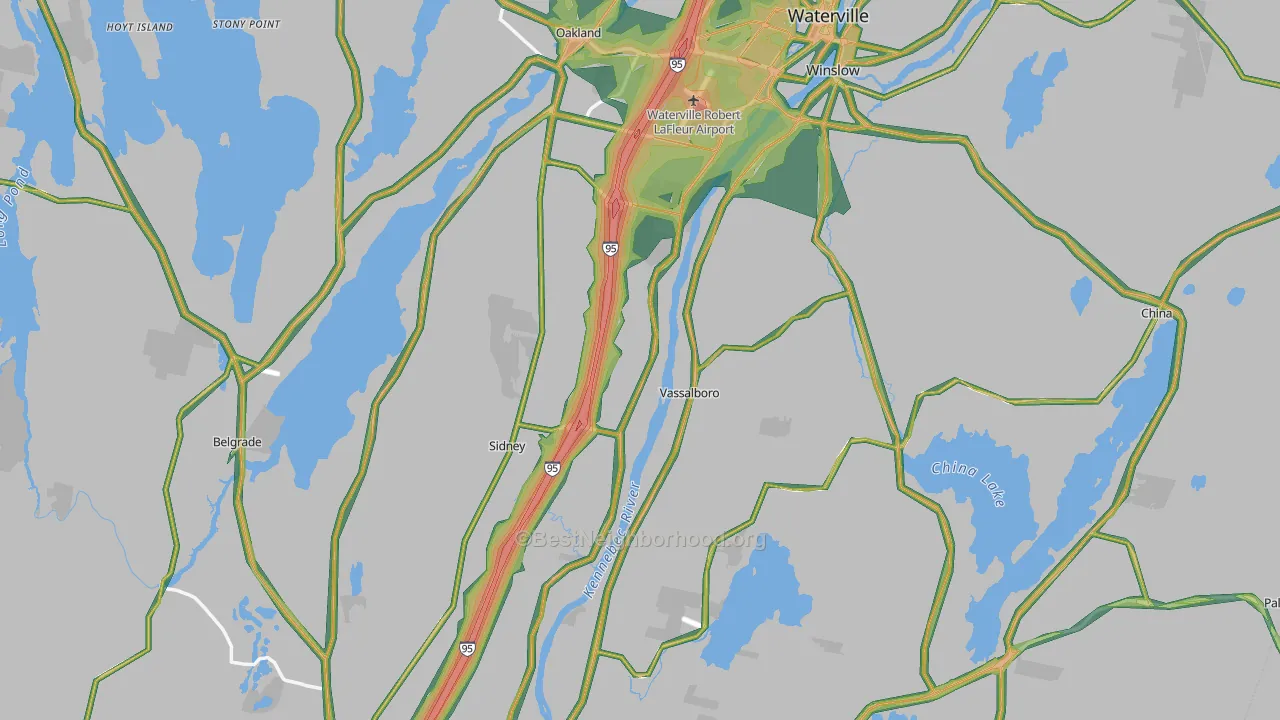 Weeks Mills, ME Map of Noise Levels in Weeks Mills