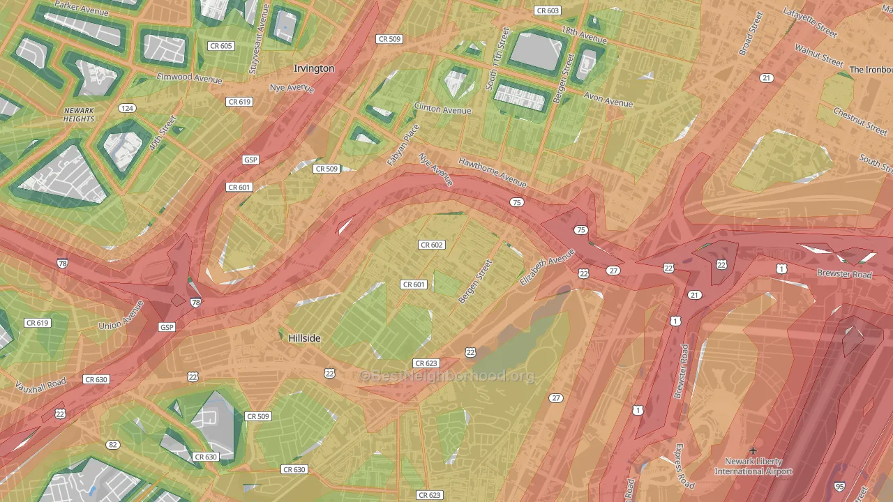 Weequahic, Newark, NJ Map of Noise Levels in Weequahic