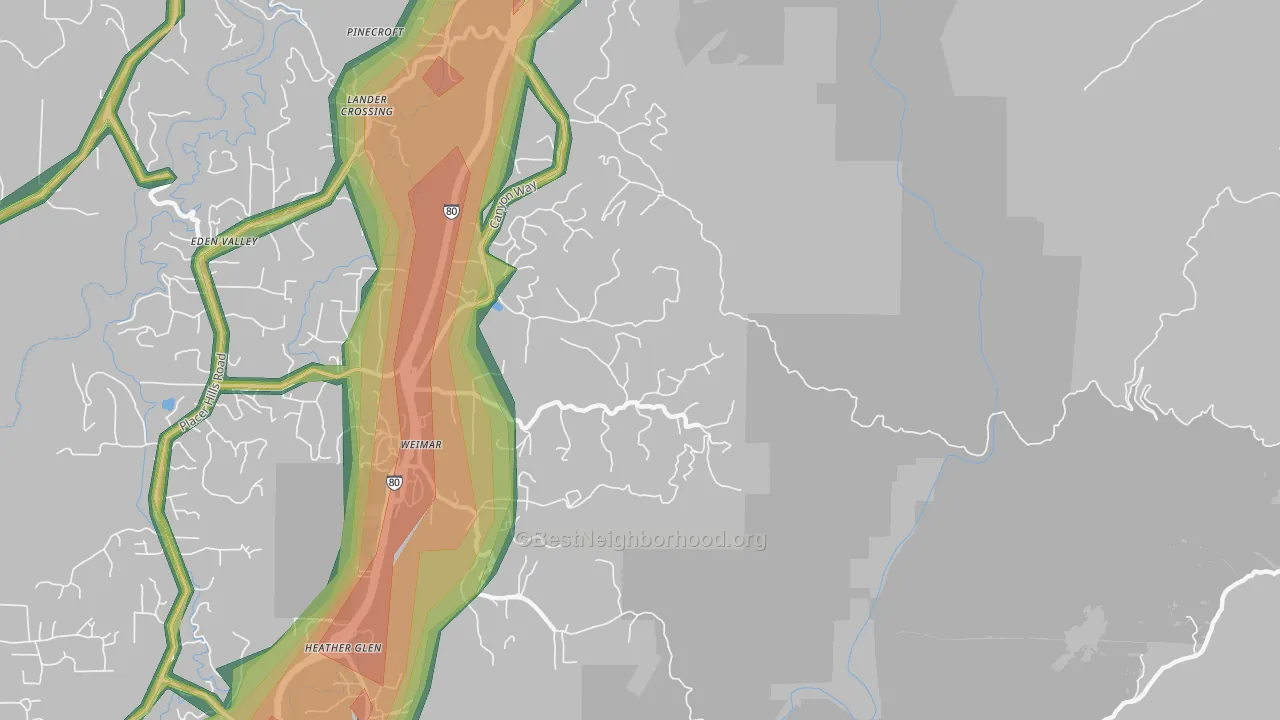 Weimar, CA Map of Noise Levels in Weimar