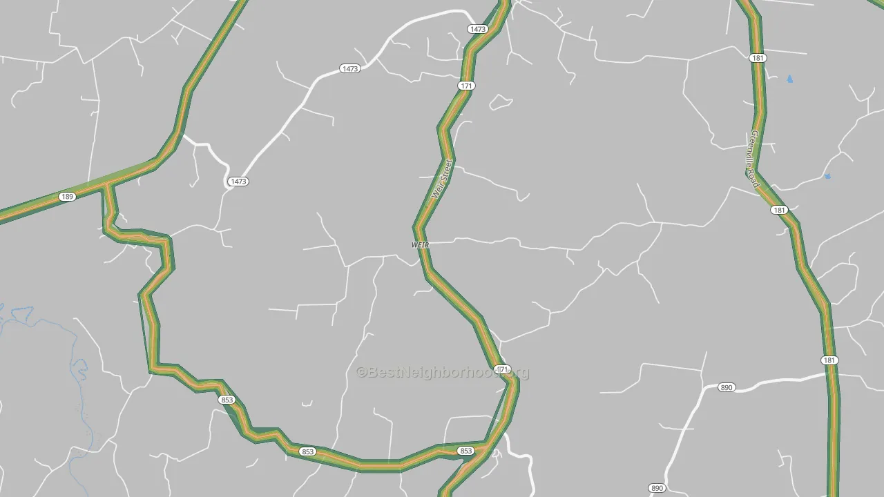 Weir, KY Map of Noise Levels in Weir