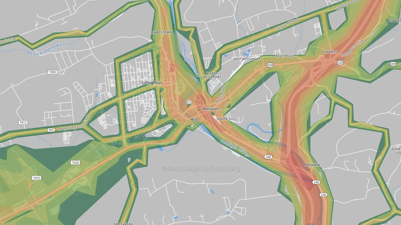 Weissport, PA Map of Noise Levels in Weissport