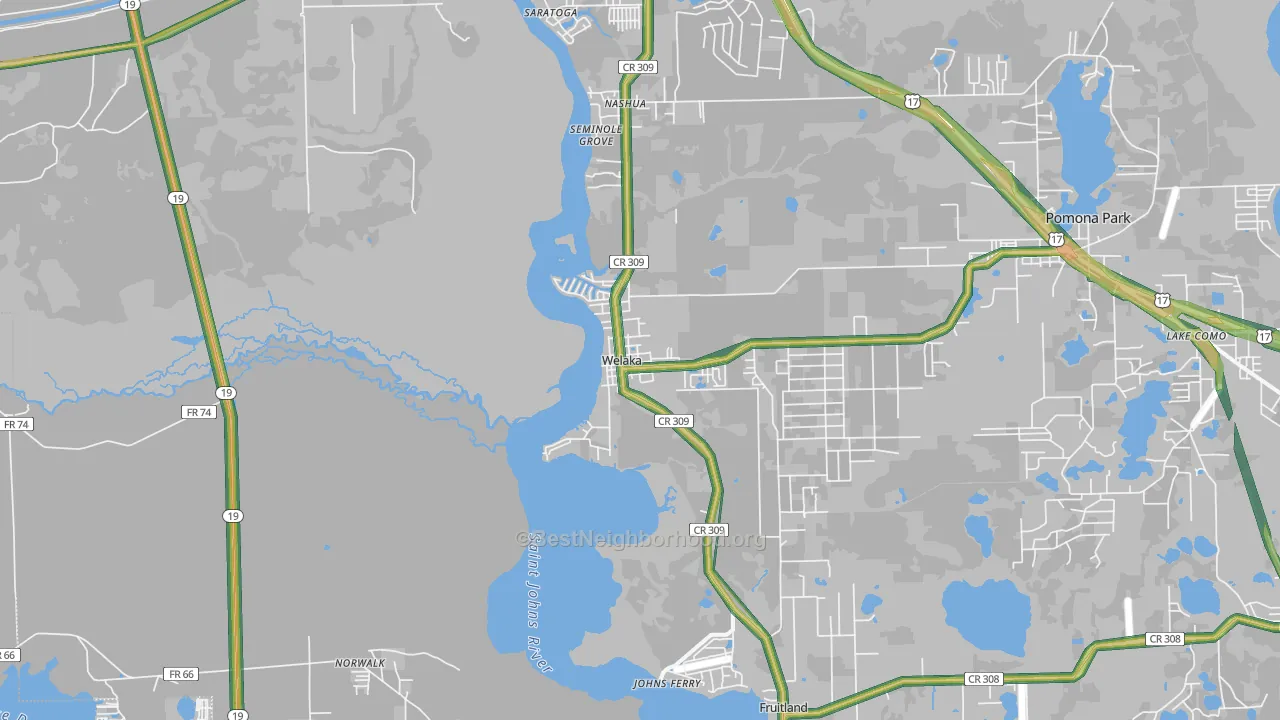Welaka, FL Map of Noise Levels in Welaka