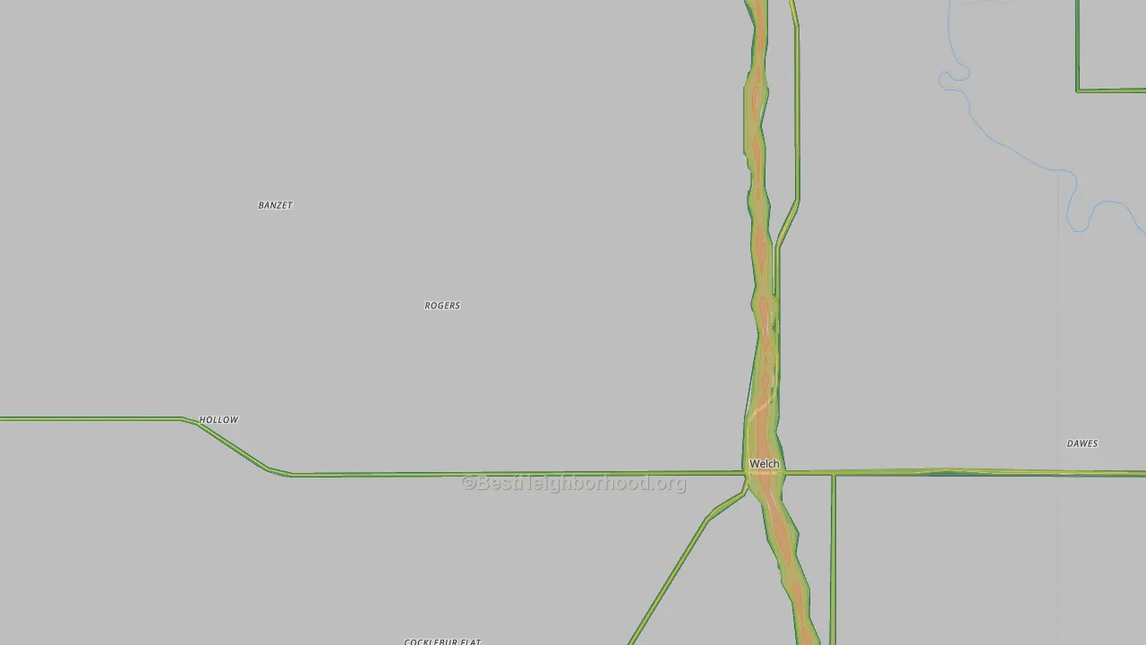 Welch, OK Map of Noise Levels in Welch