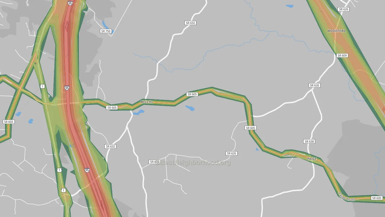 Welchs, VA Map of Noise Levels in Welchs