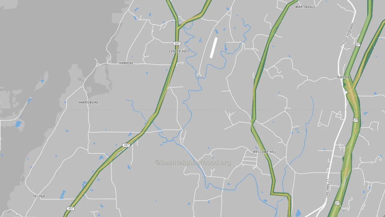Welcome Hill, GA Map of Noise Levels in Welcome Hill