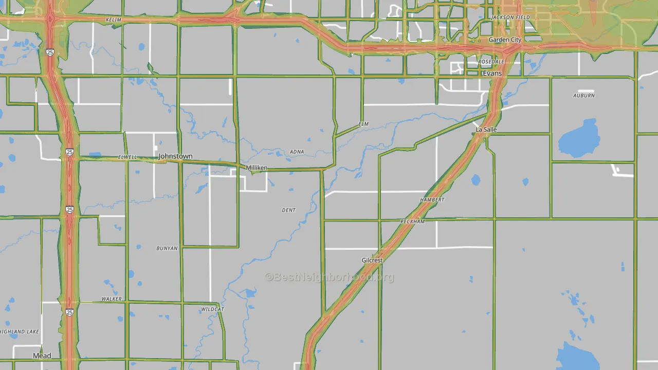 Weld County, CO Map of Noise Levels in Weld County