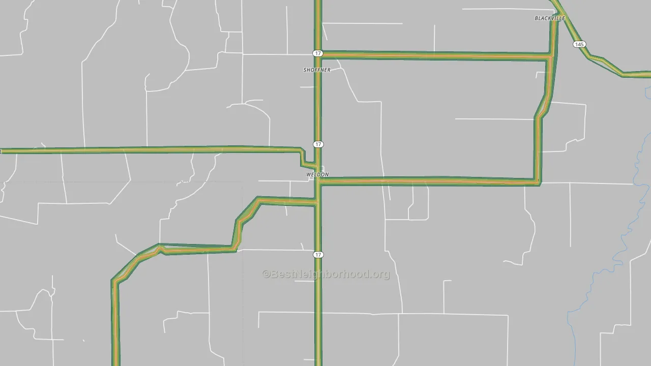 Weldon, AR Map of Noise Levels in Weldon