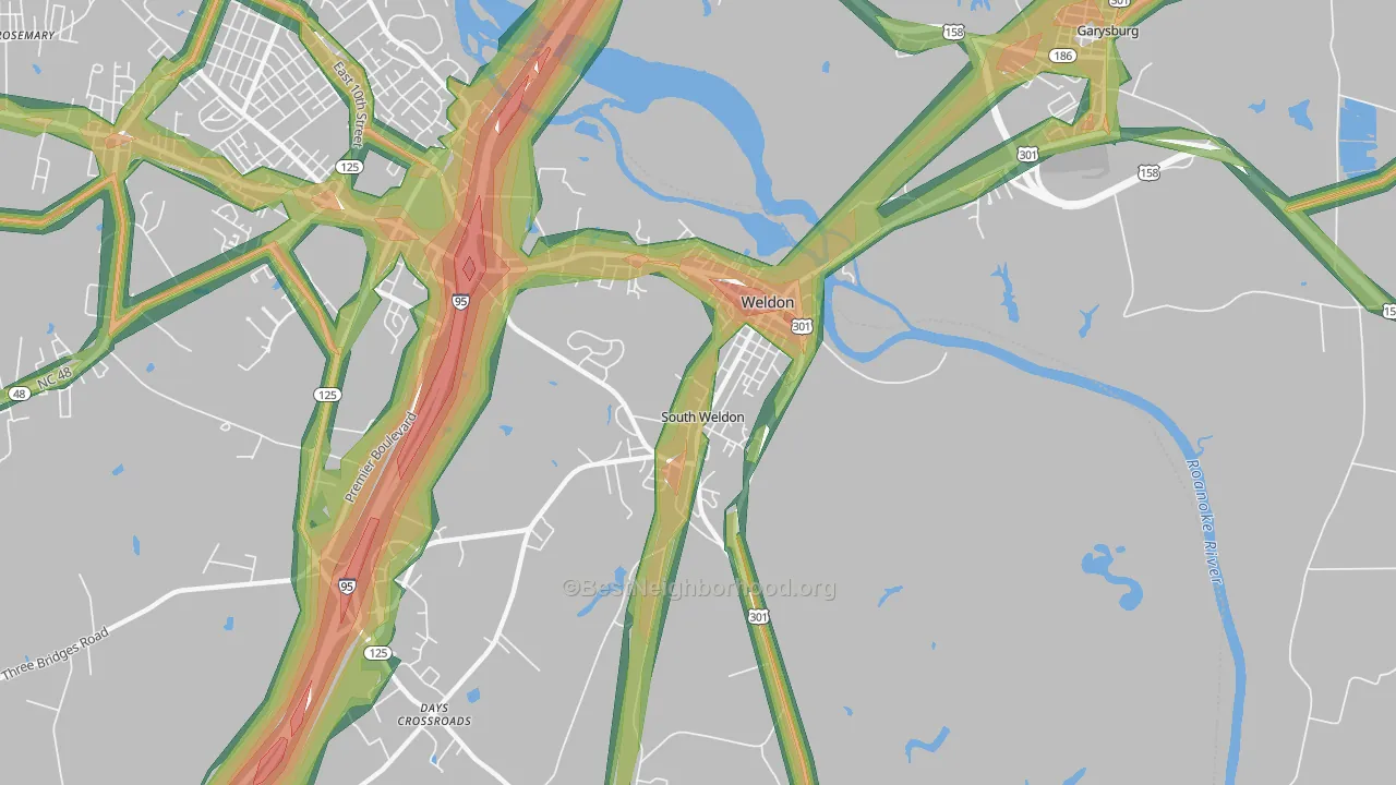 Weldon, NC Map of Noise Levels in Weldon