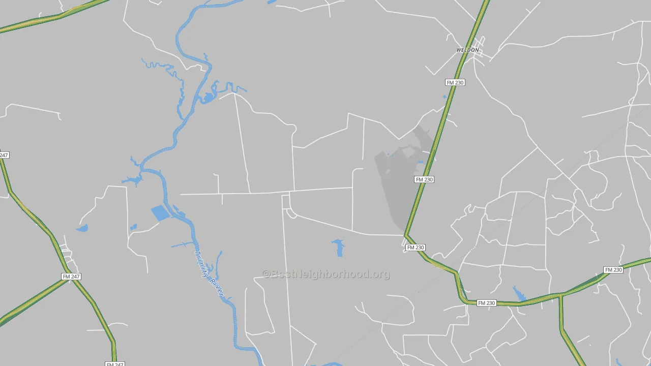Weldon, TX Map of Noise Levels in Weldon