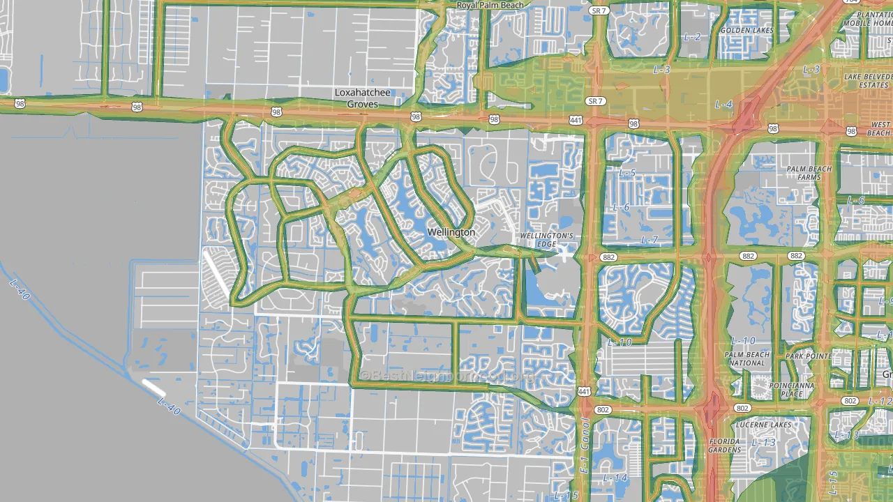 Wellington, FL Map of Noise Levels in Wellington