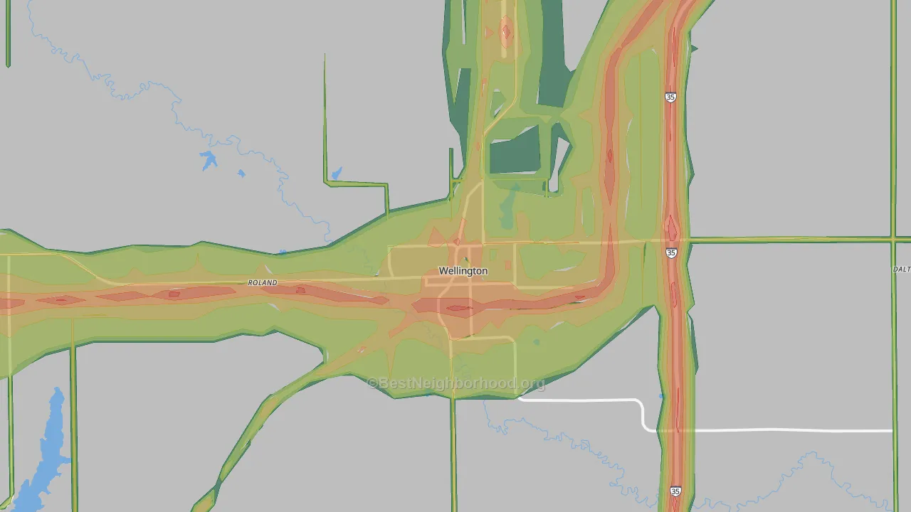 Wellington, KS Map of Noise Levels in Wellington