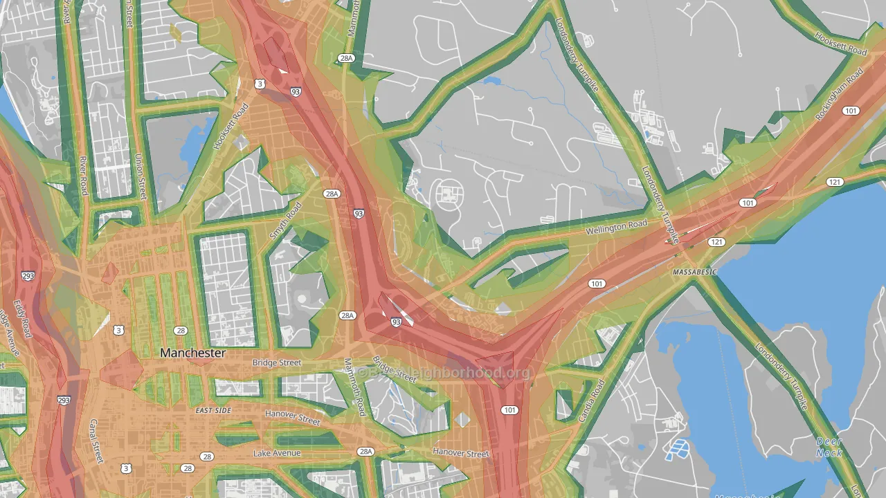 Wellington, Manchester, NH Map of Noise Levels in Wellington