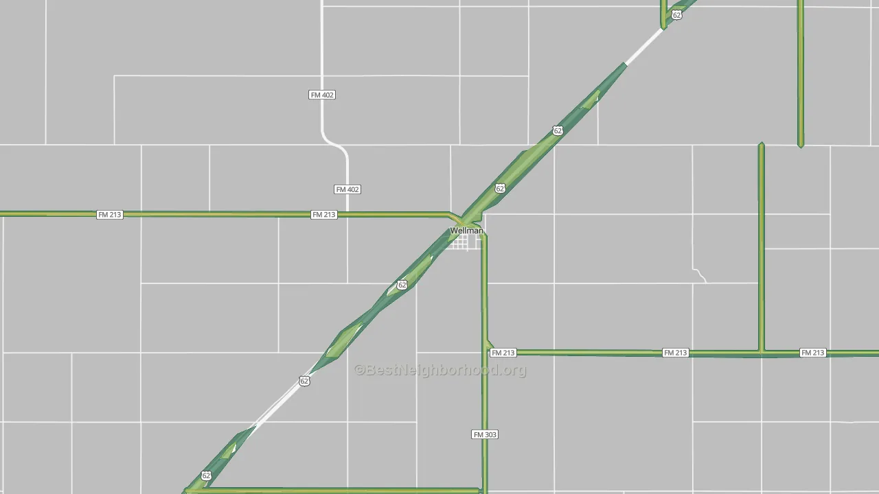 Wellman, TX Map of Noise Levels in Wellman