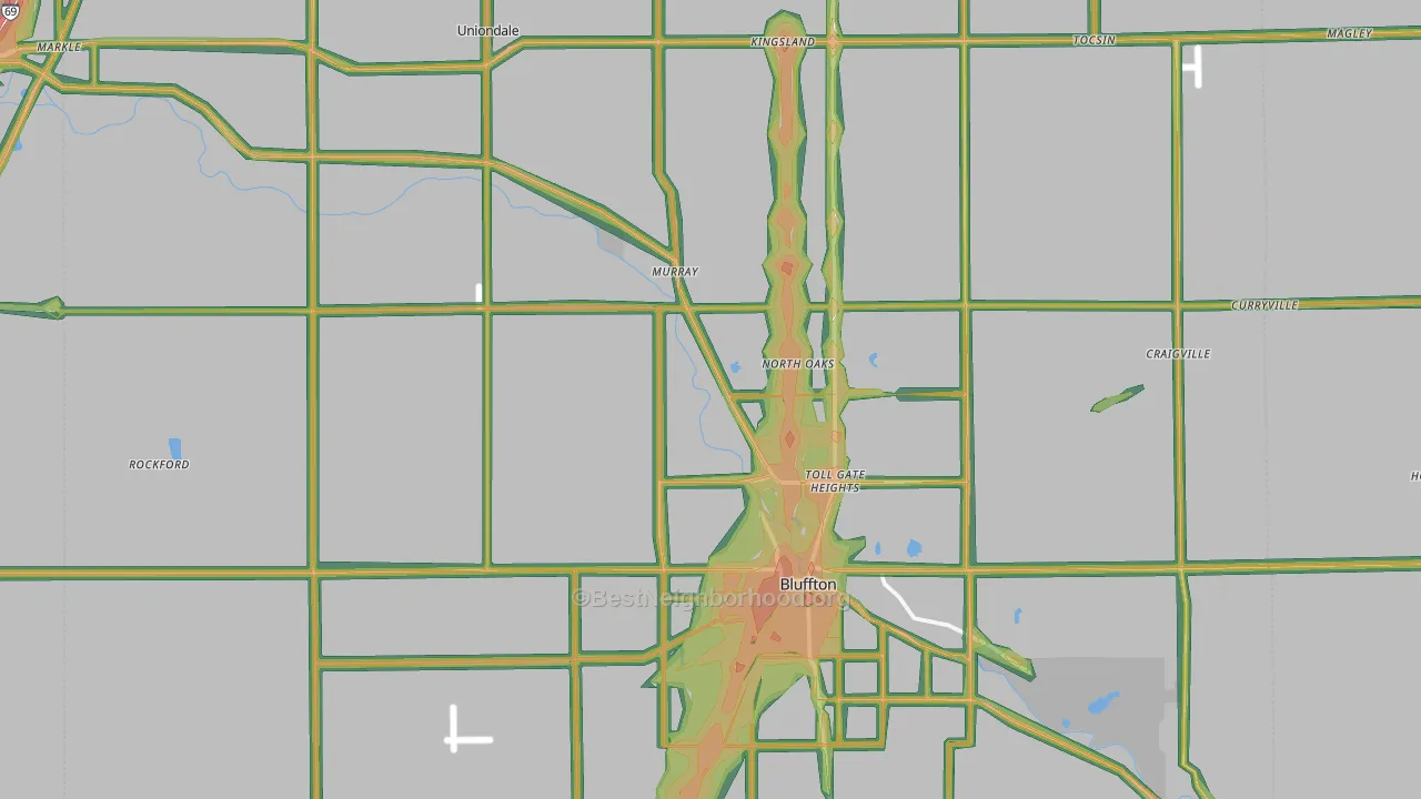 Wells County, IN Map of Noise Levels in Wells County