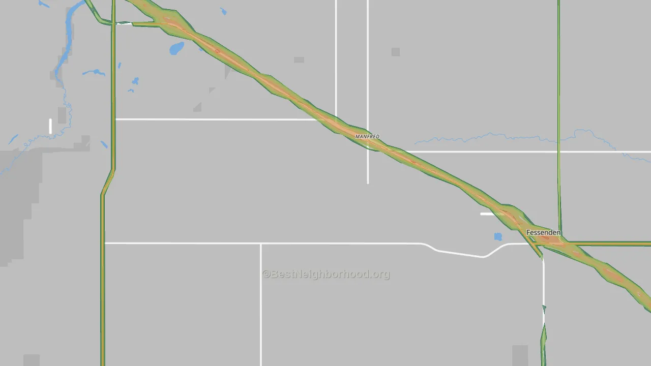 Wells County, ND Map of Noise Levels in Wells County
