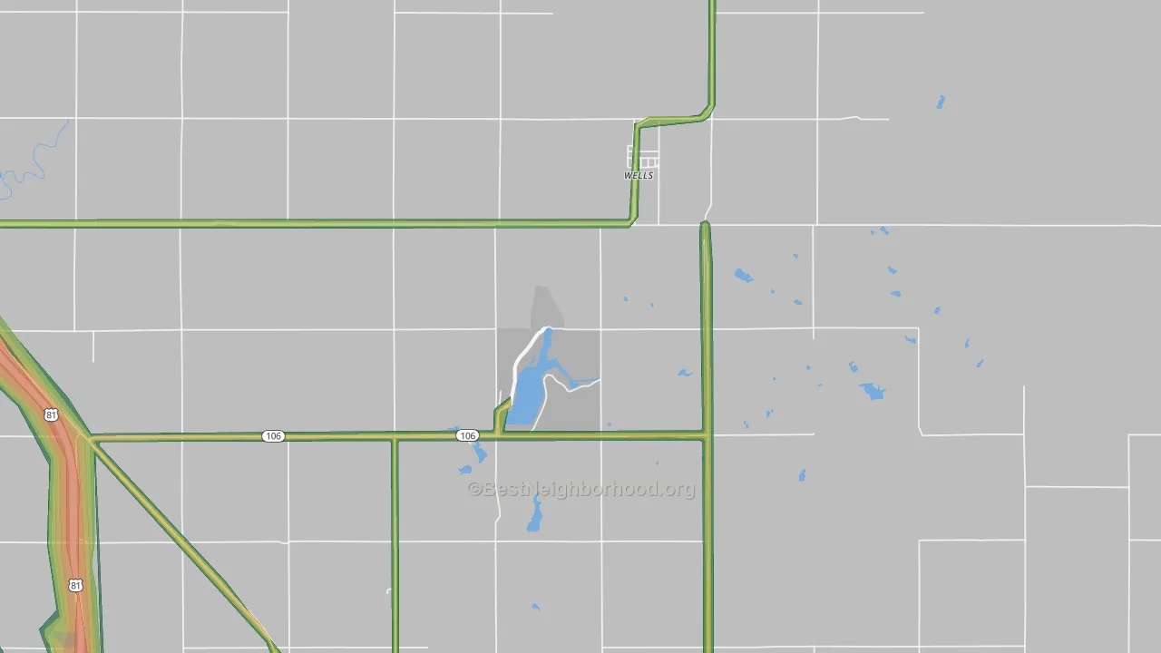 Wells, KS Map of Noise Levels in Wells