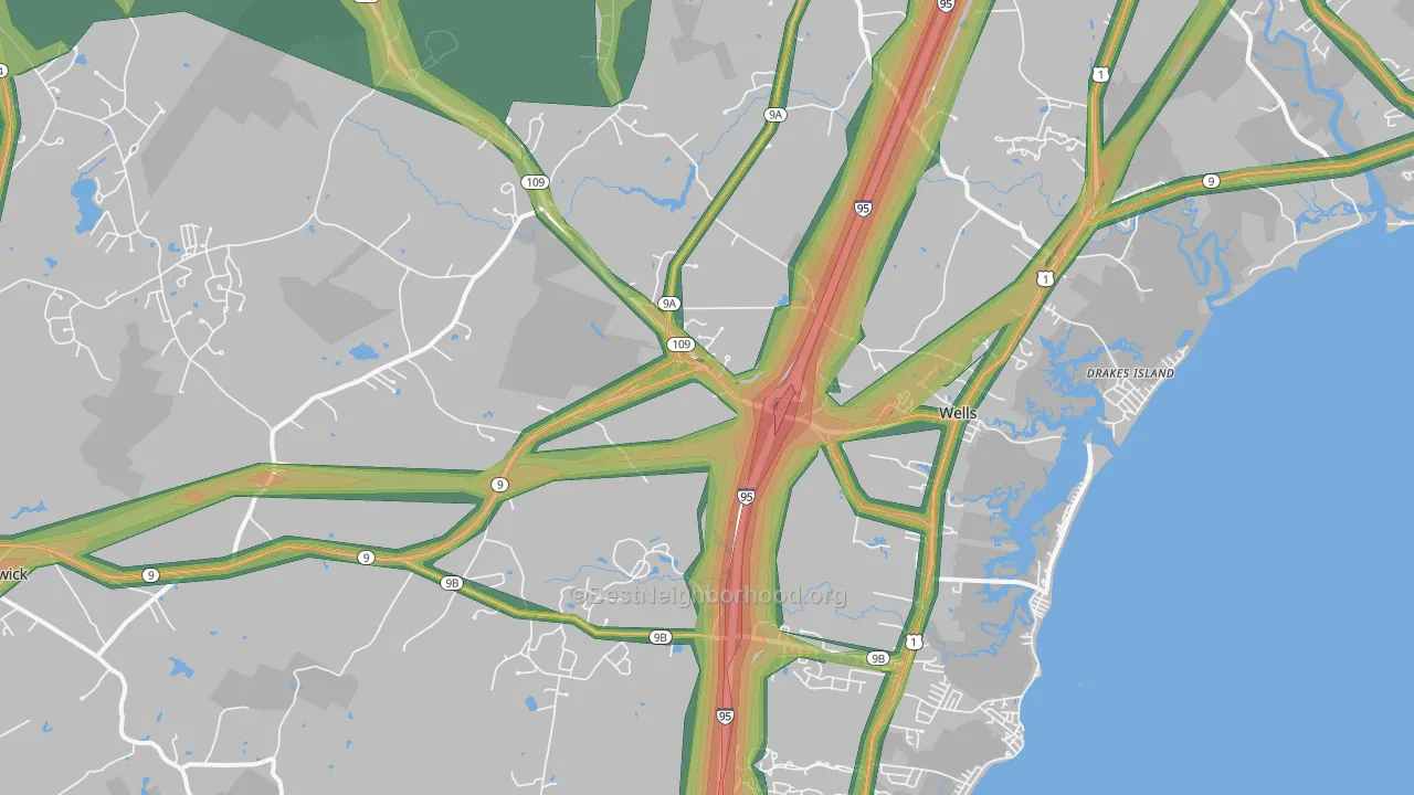 Wells, ME Map of Noise Levels in Wells
