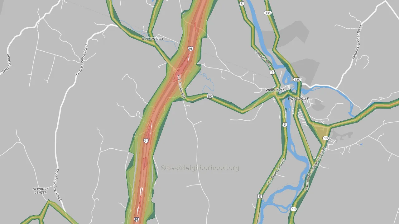 Wells River, VT Map of Noise Levels in Wells River