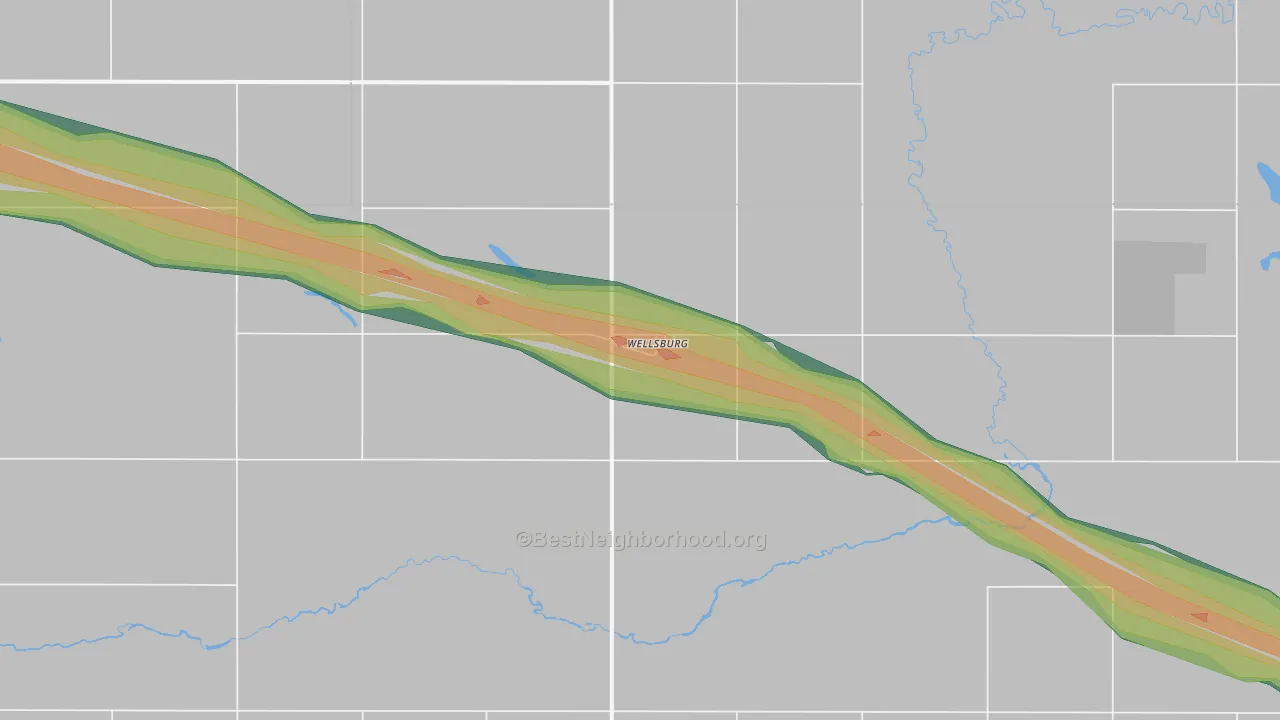 Wellsburg, ND Map of Noise Levels in Wellsburg