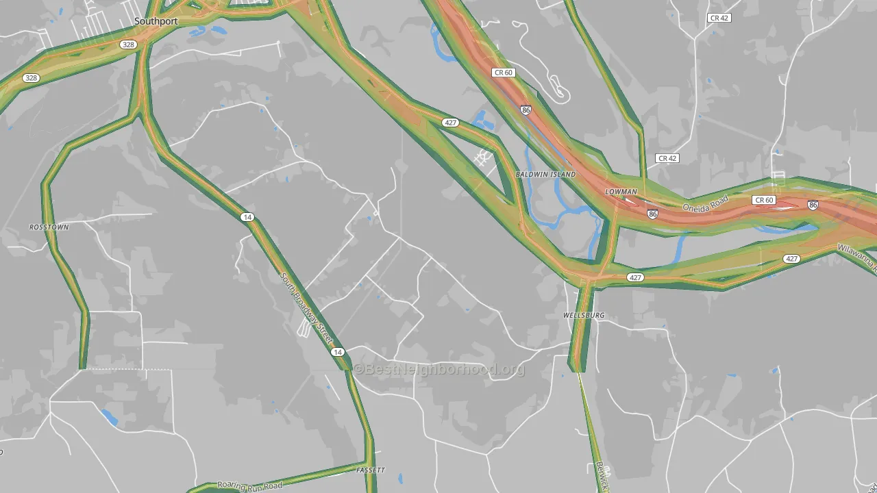 Wellsburg, NY Map of Noise Levels in Wellsburg
