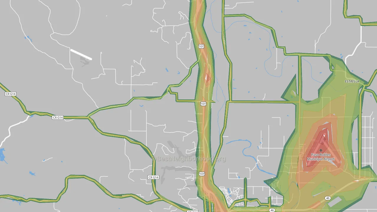 Wellsona, CA Map of Noise Levels in Wellsona