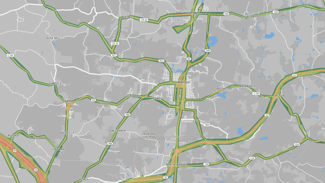 Wellston, OH Map of Noise Levels in Wellston