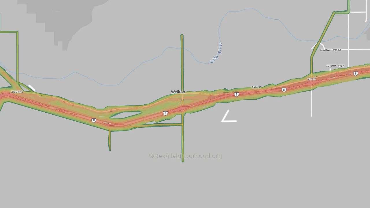 Wellton, AZ Map of Noise Levels in Wellton