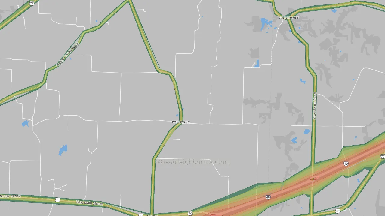 Wellwood, TN Map of Noise Levels in Wellwood