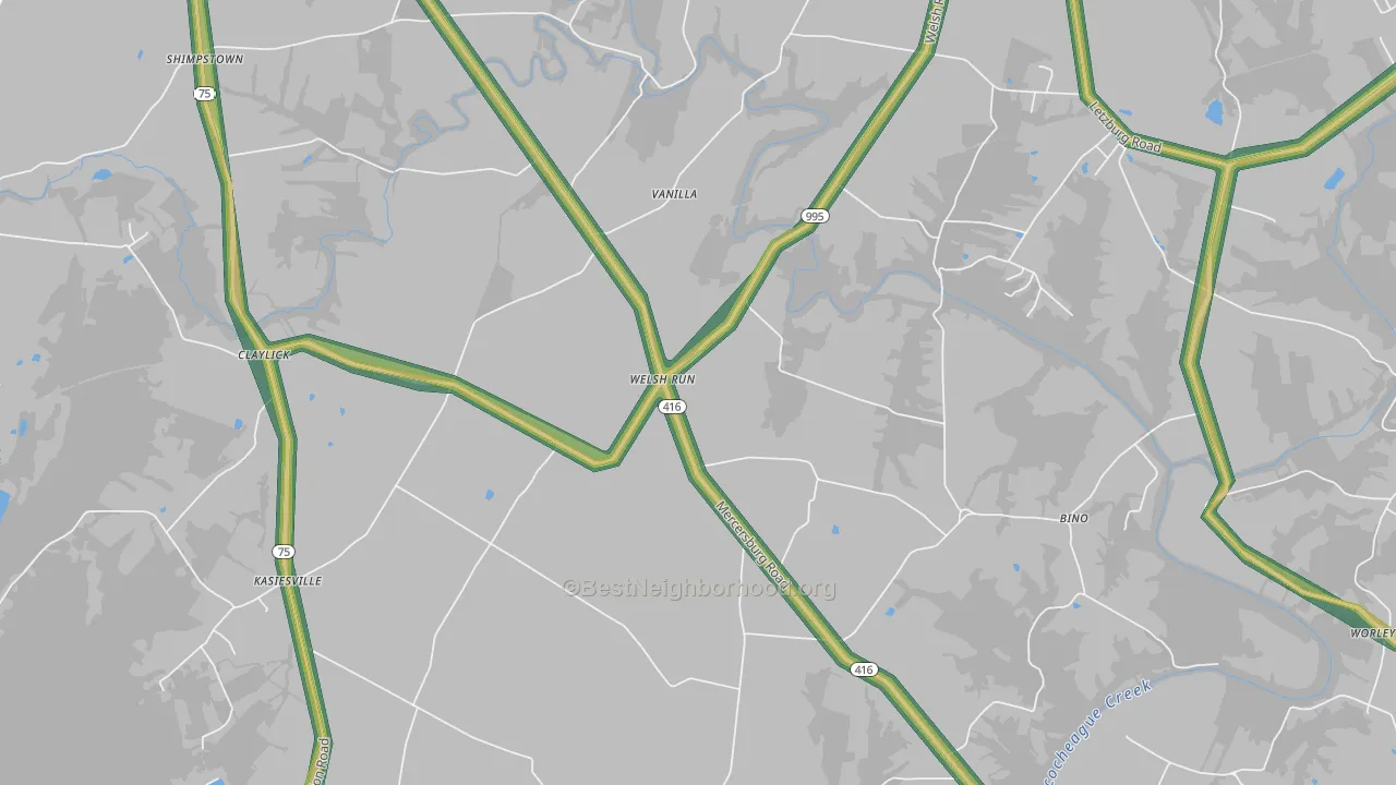 Welsh Run, PA Map of Noise Levels in Welsh Run
