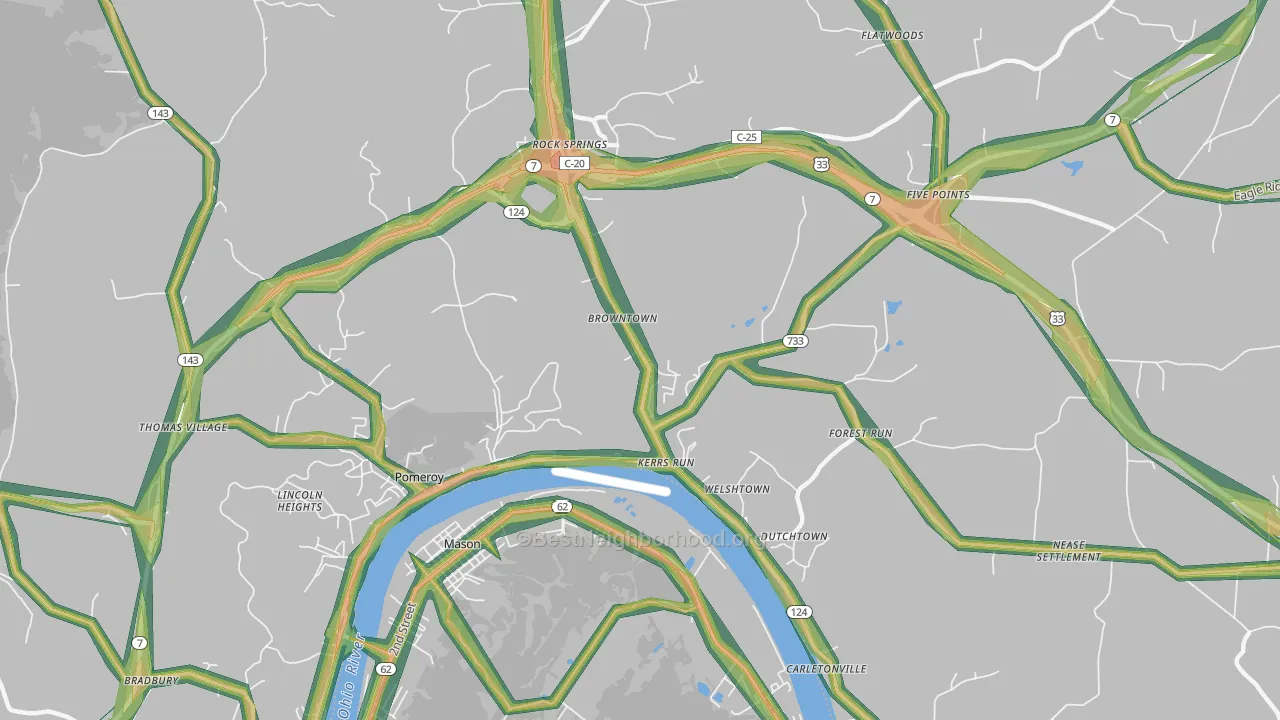 Welshtown, OH Map of Noise Levels in Welshtown