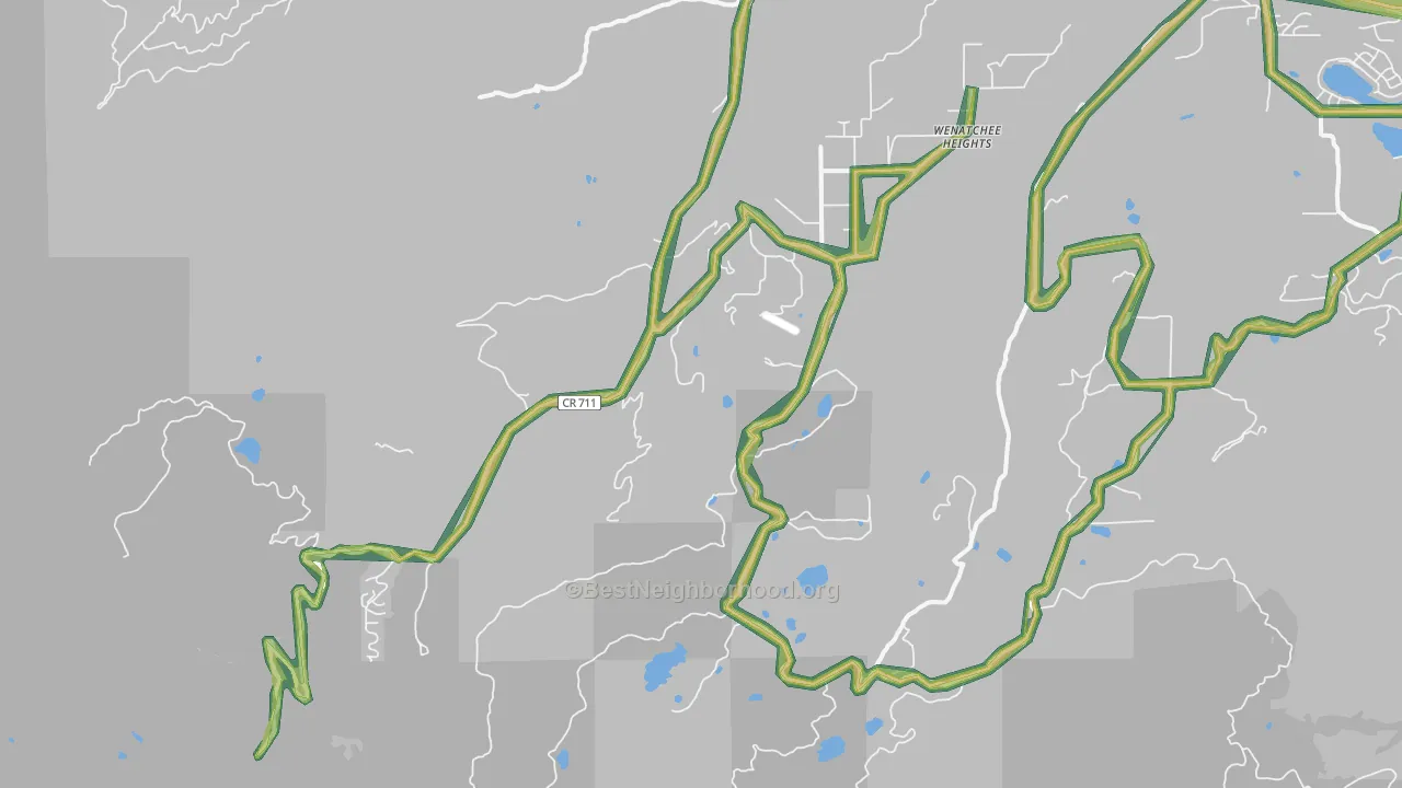 Wenatchee Heights, WA Map of Noise Levels in Wenatchee Heights