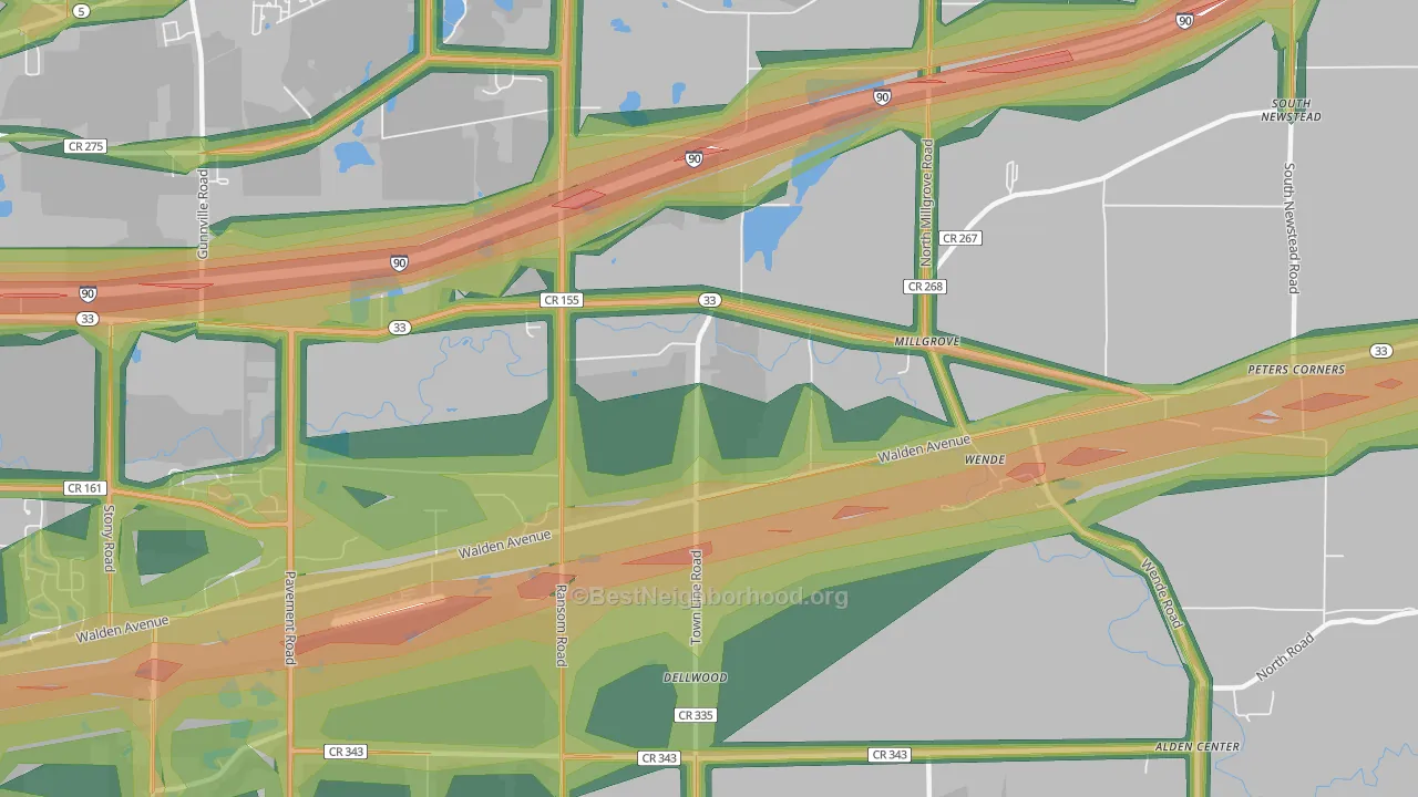 Wende, NY Map of Noise Levels in Wende