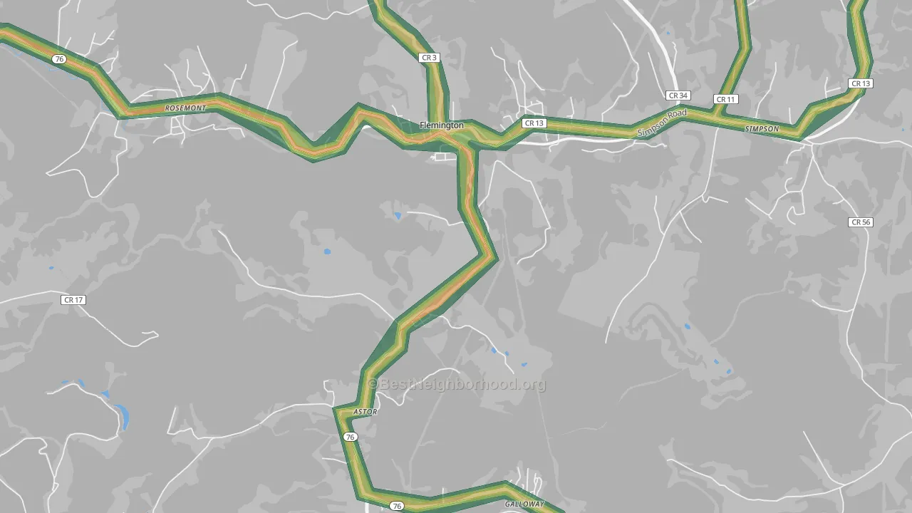 Wendel, WV Map of Noise Levels in Wendel