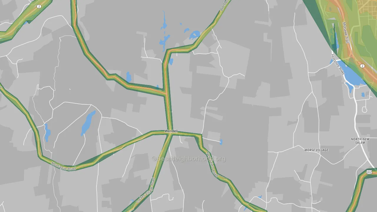 Wendell Depot, MA Map of Noise Levels in Wendell Depot