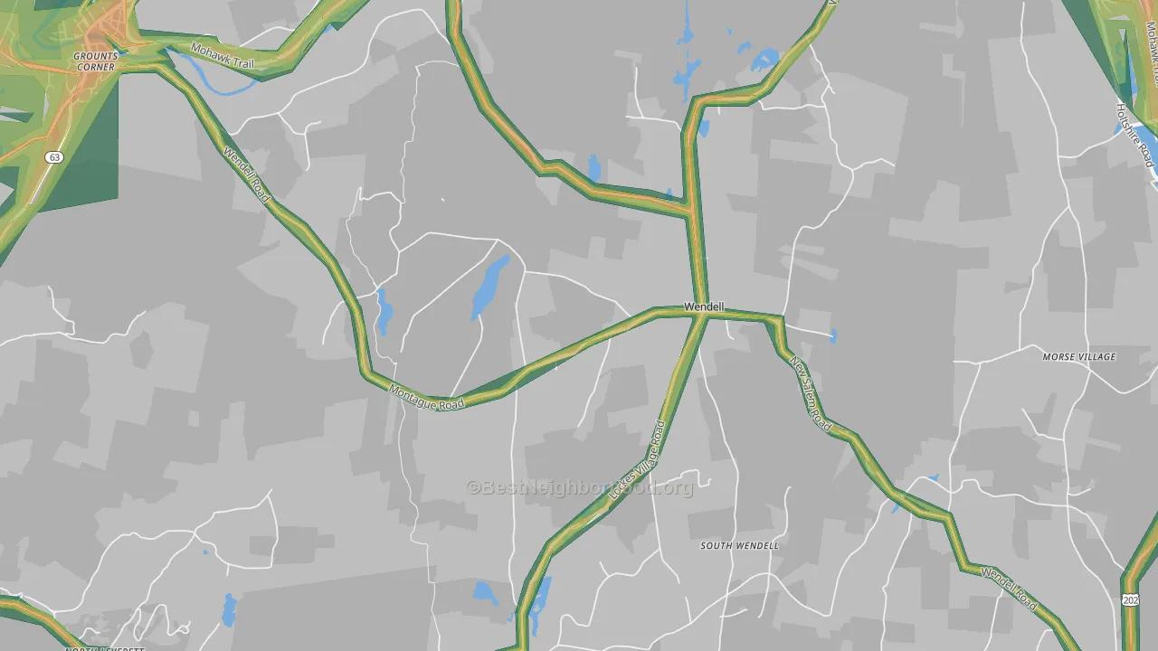 Wendell, MA Map of Noise Levels in Wendell