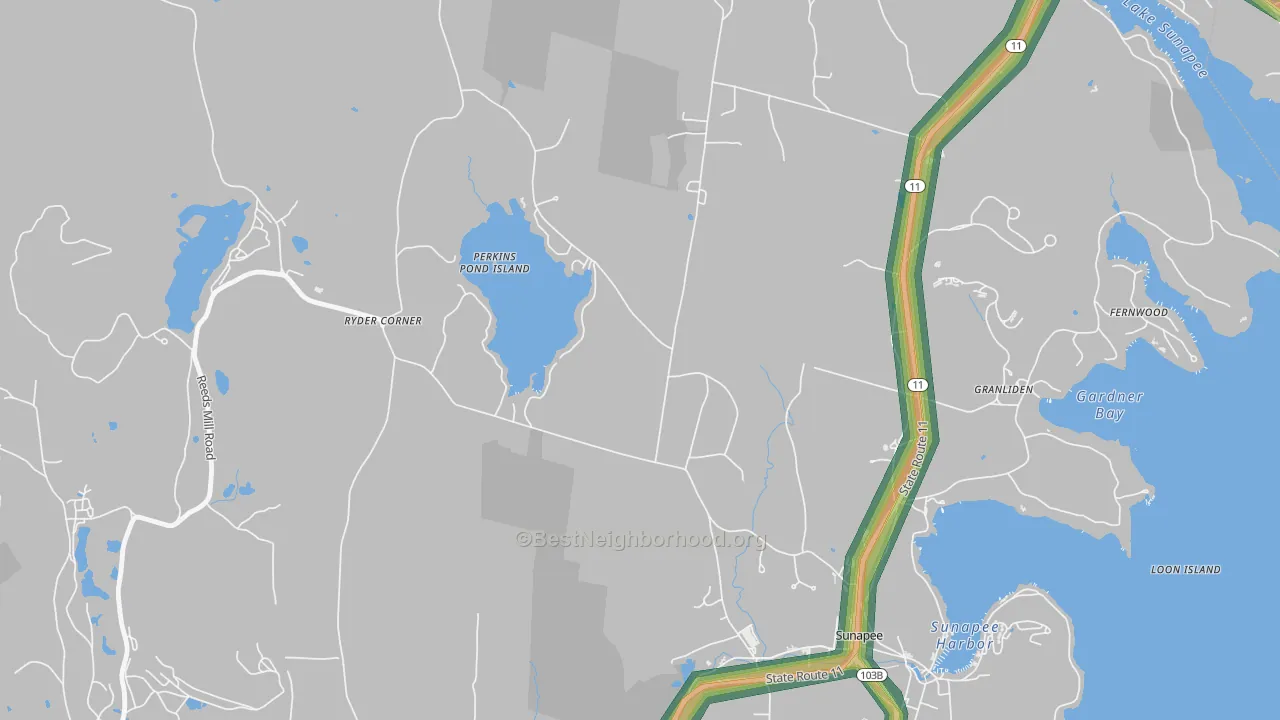 Wendell, NH Map of Noise Levels in Wendell