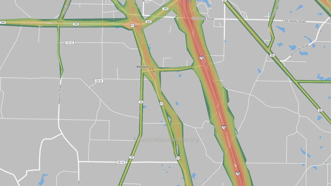 Wenona, GA Map of Noise Levels in Wenona
