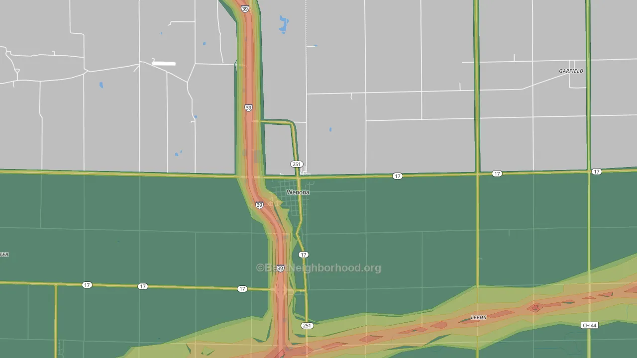 Wenona, IL Map of Noise Levels in Wenona