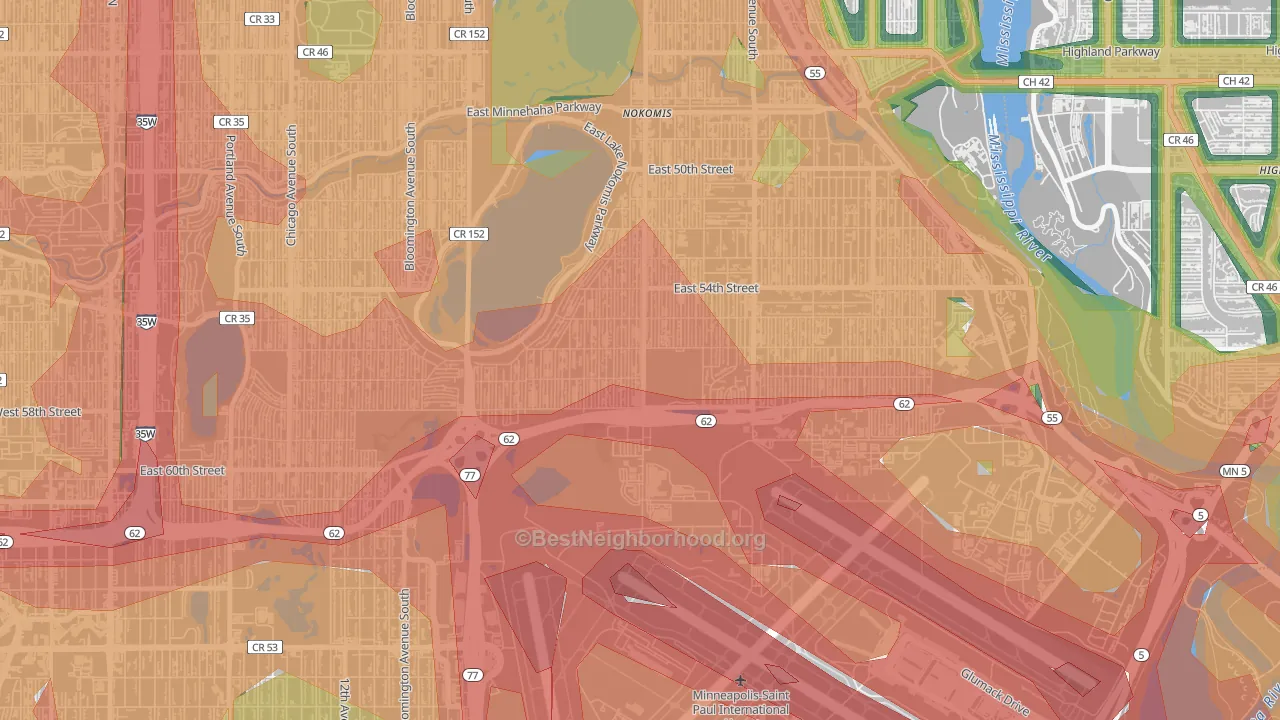 Wenonah, Minneapolis, MN Map of Noise Levels in Wenonah