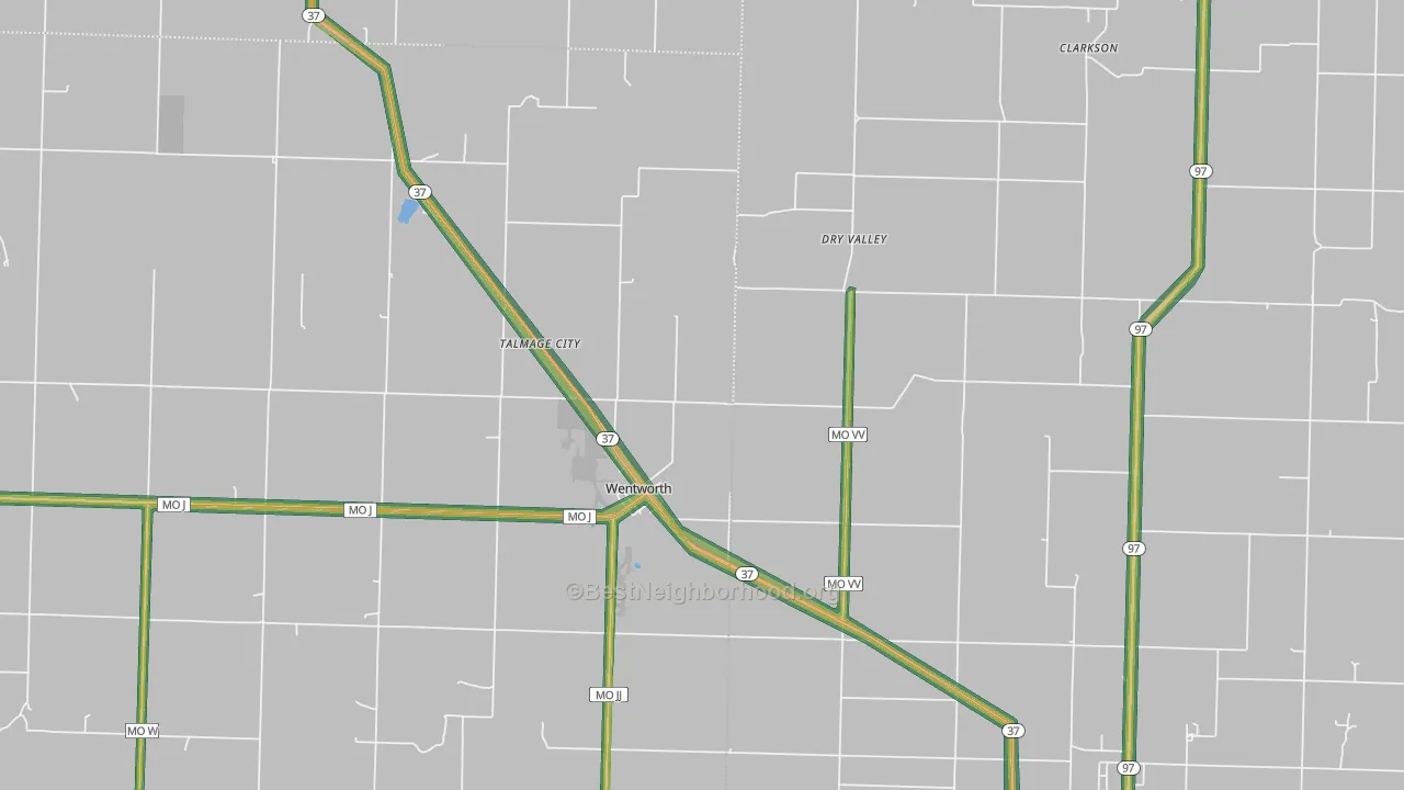 Wentworth, MO Map of Noise Levels in Wentworth